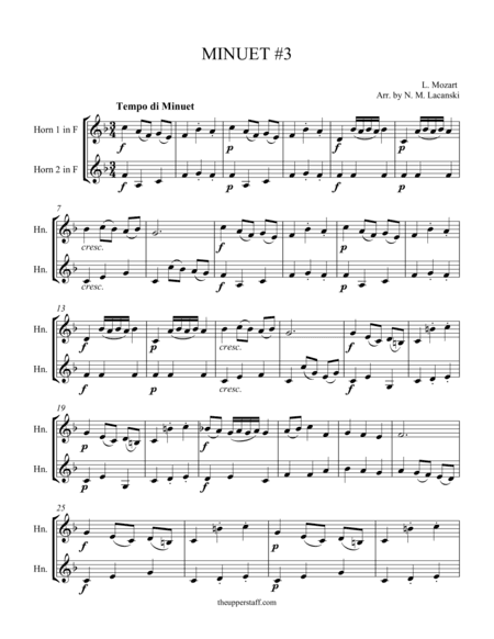 Minuet #3 (arr. Nick Lacanski)