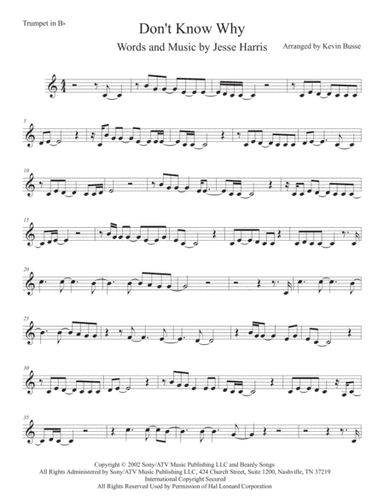 Don't Know Why (arr. Kevin Busse)