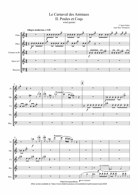Saint-Saëns: Le Carnaval des Animaux   II. Poules et Coqs (Hens and Roosters) - wind quintet (arr. Ray Thompson)