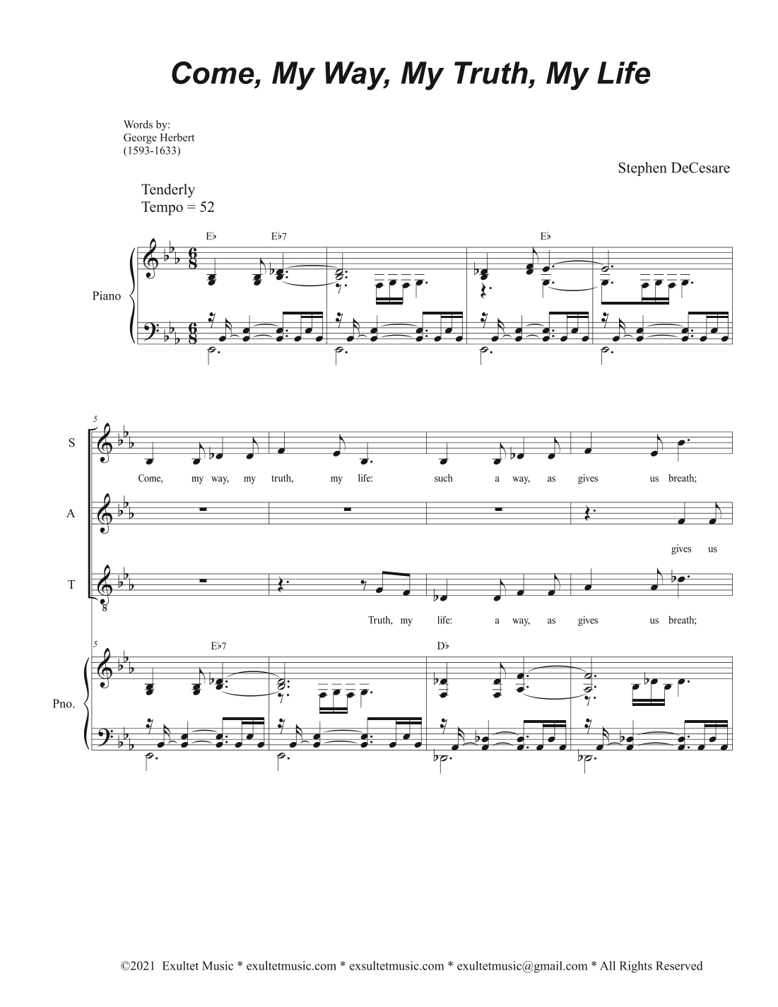 Come, My Way, My Truth, My Life (The Call) (Vocal Quartet - (SATB)
