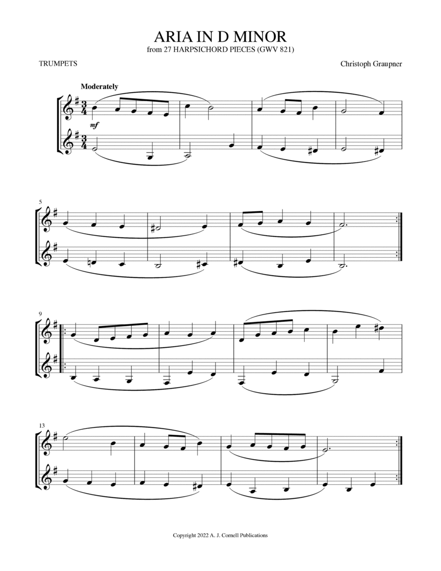 Aria in D Minor (from 27 Harpsichord Pieces) (arr. Mark Phillips)