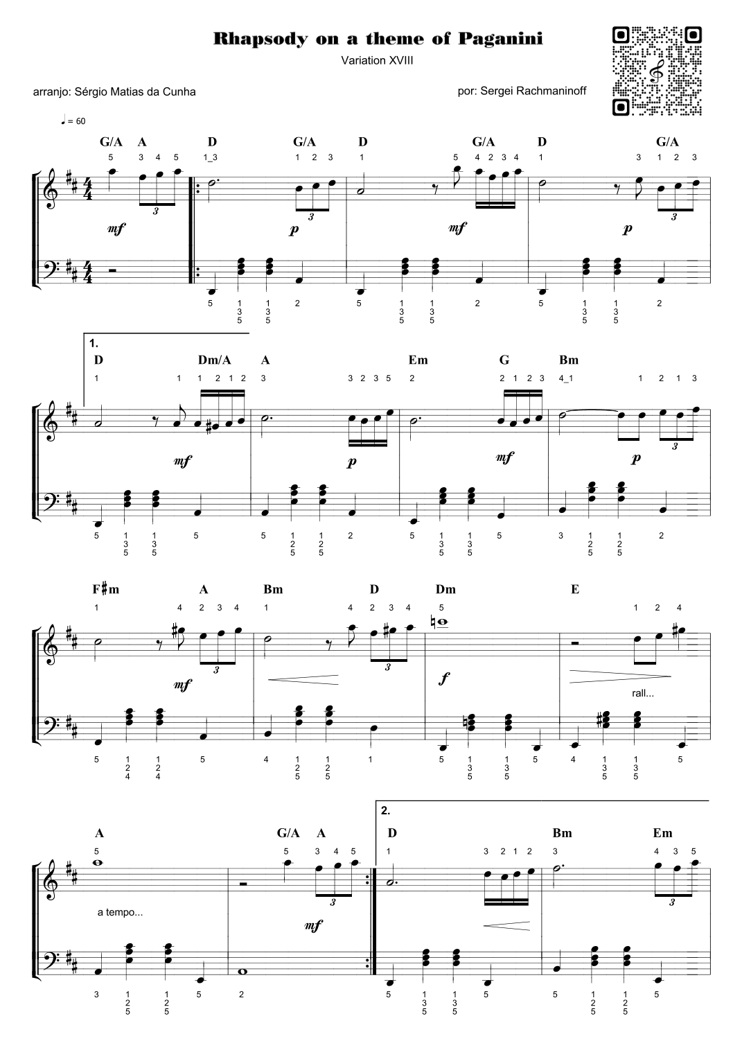 Rhapsody on a theme of Paganini (arr. Sérgio Matias da Cunha)