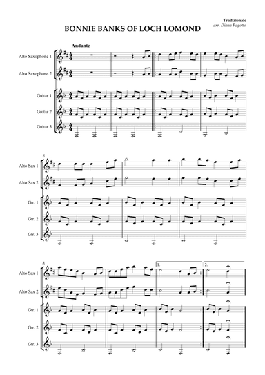 Bonnie Banks Of Loch Lomond (arr. Diana Pagotto)