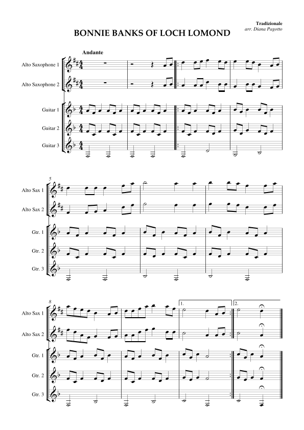 Bonnie Banks Of Loch Lomond (arr. Diana Pagotto)