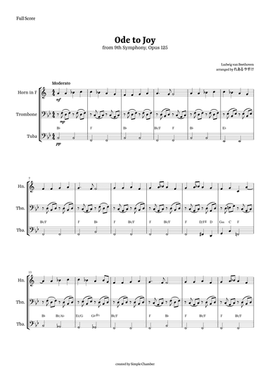 Ode to Joy for Low Brass Trio by Beethoven Opus 125 (arr. れある やすけ)