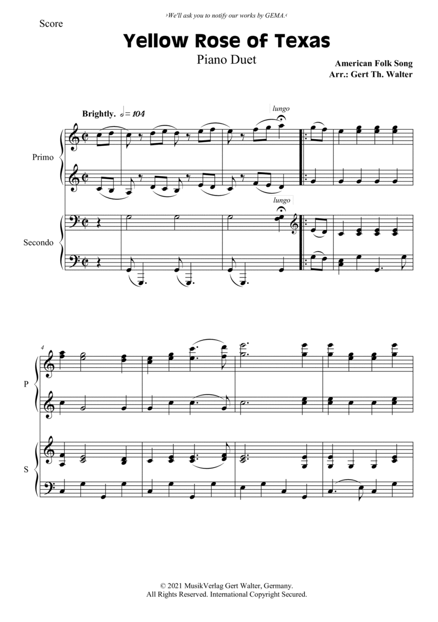 Yellow Rose of Texas (arr. Gert Th. Walter)