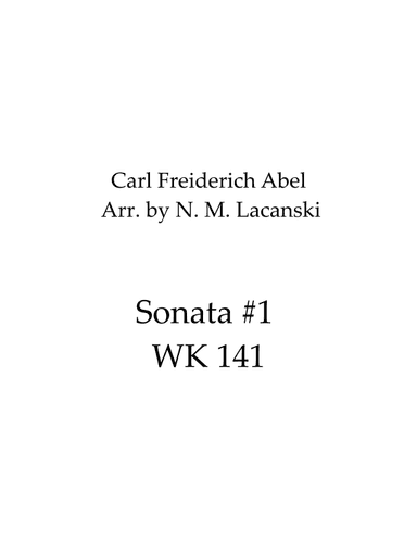 Sonata #1 WK141 (arr. Nick M Lacanski)