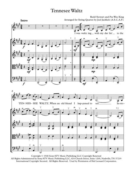 Tennessee Waltz (arr. Joel Jacklich (ASCAP))