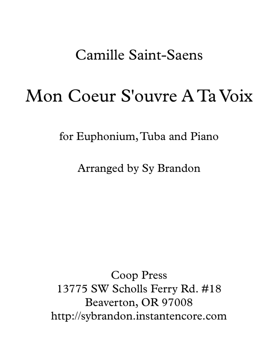 Mon Coeur for Euphonium, Tuba, and Piano (arr. Sy Brandon)
