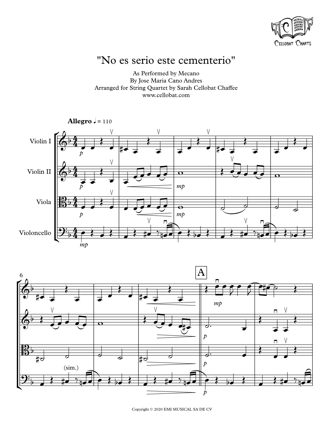 No Es Serio Este Cementerio (arr. Sarah Cellobat Chaffee)