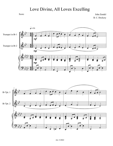 Love Divine, All Loves Excelling (Trumpet Duet with Piano Accompaniment) (arr. B. C. Dockery)