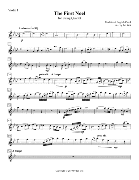 The First Noel for String Quartet (arr. Ian Wei)