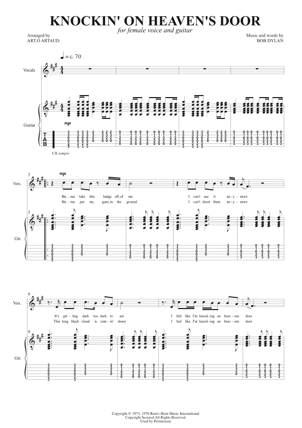 Knockin' On Heaven's Door (arr. Art.o Artaud)