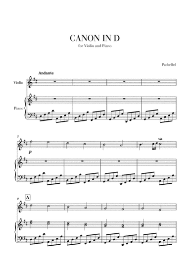Canon in D for Violin and Piano (arr. Cadenza Editions)