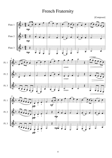 French Fraternity - 3 Napoleonic era songs arranged for two flutes and bass flute. (arr. Karen E McAulay)