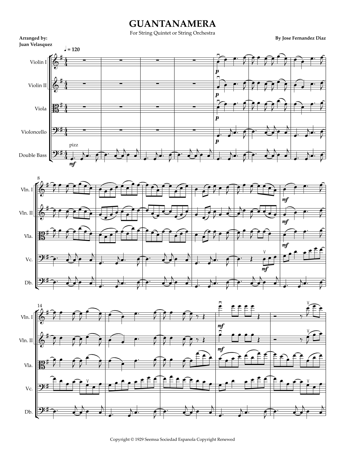 Guantanamera (arr. Juan Velasquez)