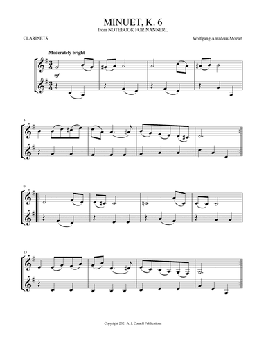 Minuet, K. 6 (from Notebook for Nannerl) (arr. Mark Phillips)