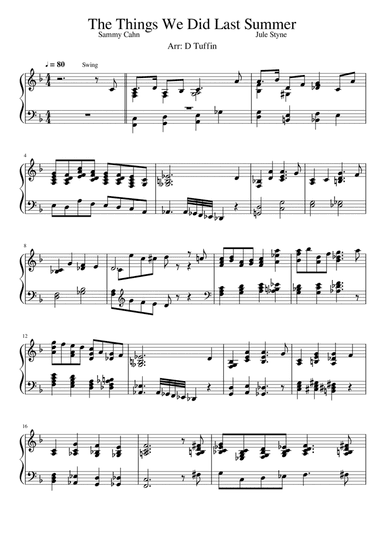 The Things We Did Last Summer (arr. Den Tuffin)