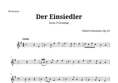 Der Einsiedler by Schumann for Clarinet (arr. Langanho)