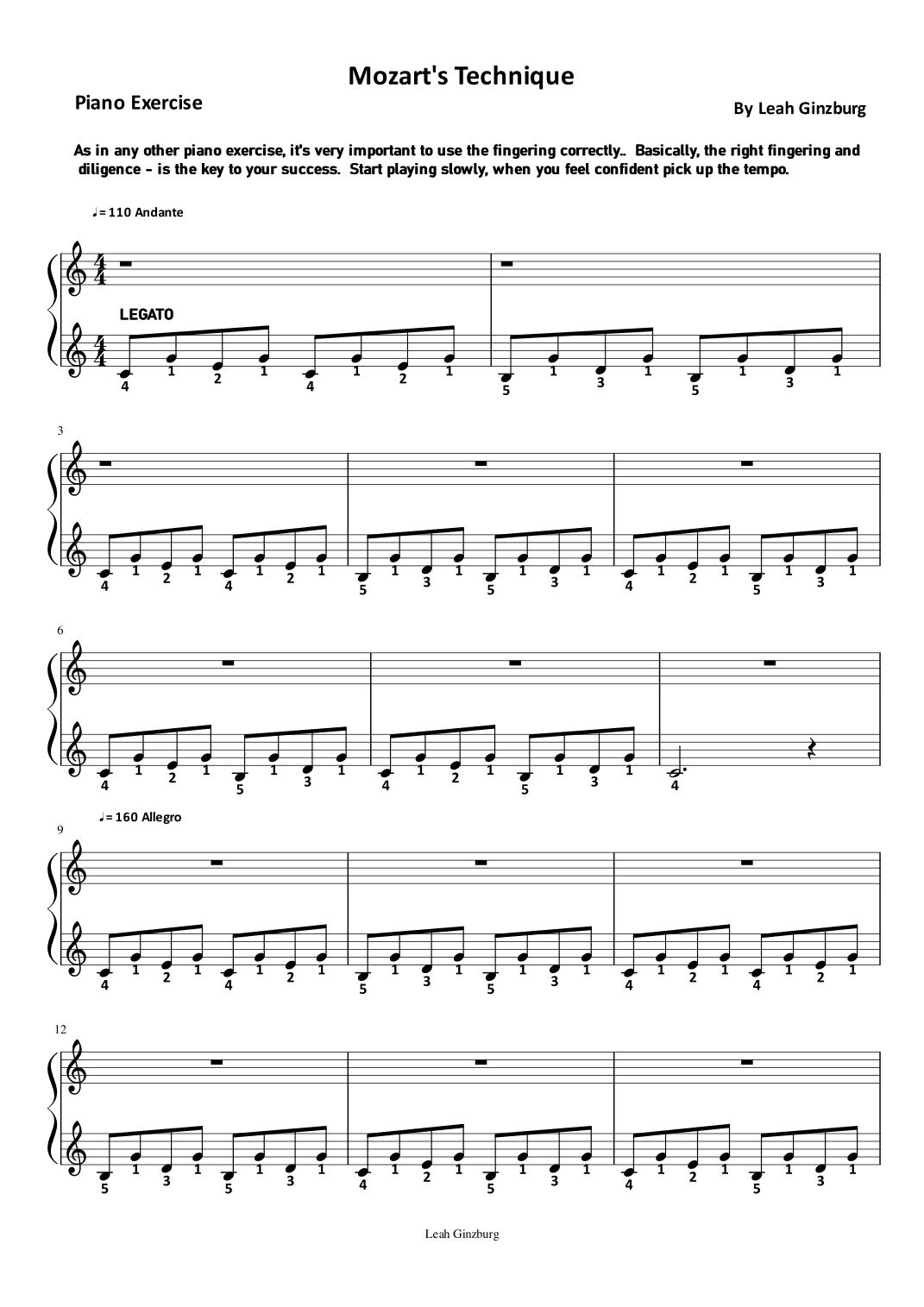 Piano Exercise "Mozart's Technique" Part 2