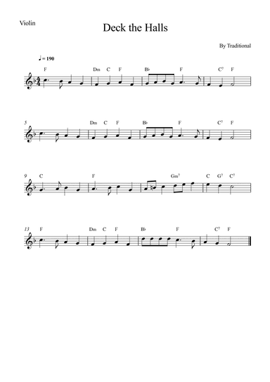 Deck the Halls - Violin (arr. Wesley S. SIlva)