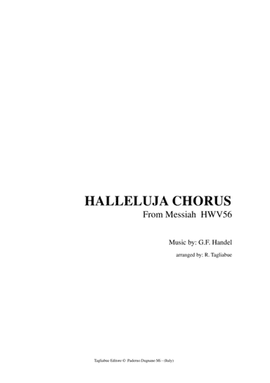 HALLELUJA CHORUS - Handel - HWV56 Messiah - For SATB (arr. Renato Tagliabue)