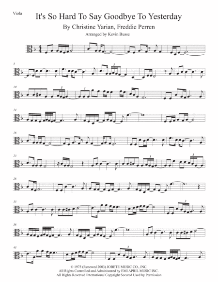 It's So Hard To Say Goodbye To Yesterday (arr. Kevin Busse)