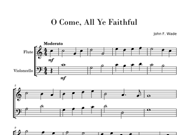 O Come, All Ye Faithful (Easy Flute and Cello Duo) (arr. Gisele Sant'Ana)