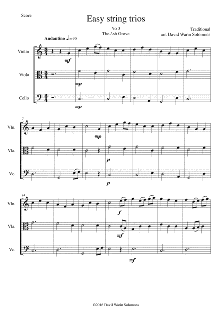 The Ash Grove (Llwyn Onn) for string trio (arr. David Warin Solomons)