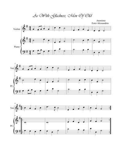 As with gladness, men of old. Violin and piano (arr. Ester Alessandrini)