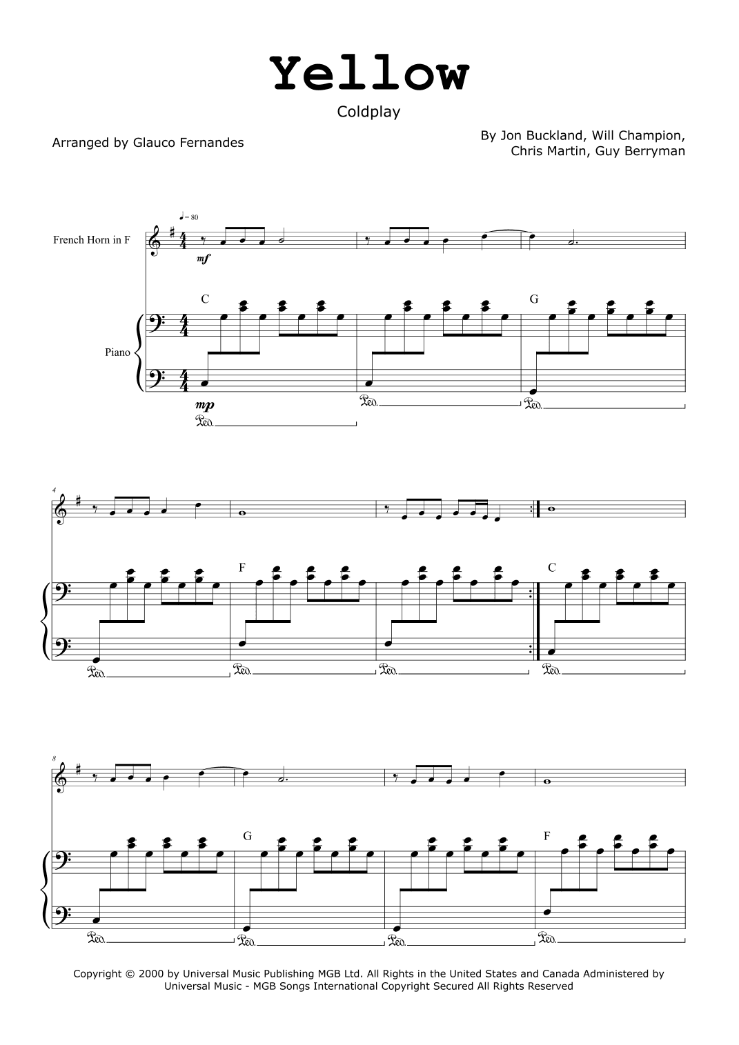 Yellow (arr. Glauco Fernandes)