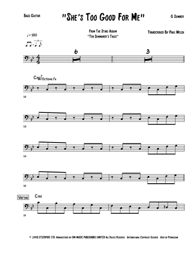 She's Too Good For Me (arr. Accubass)