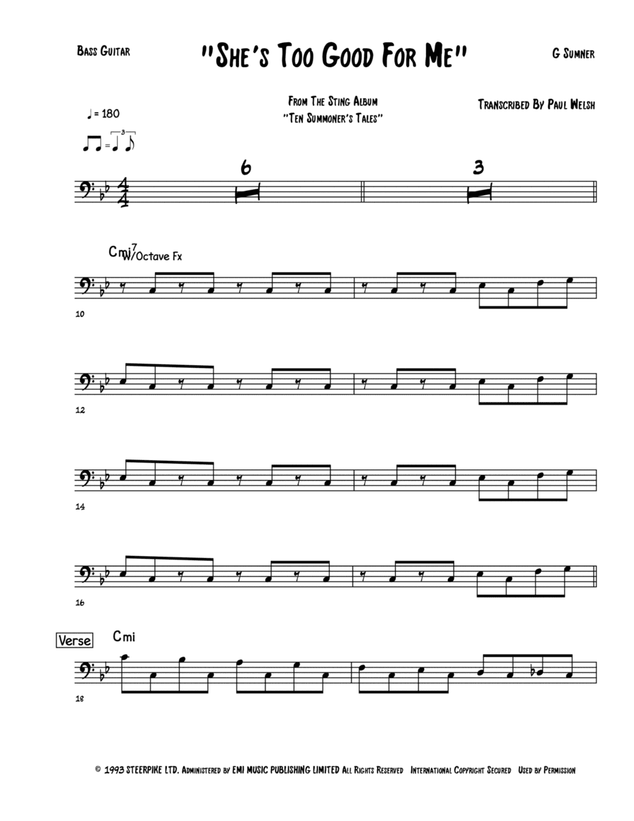 She's Too Good For Me (arr. Accubass)