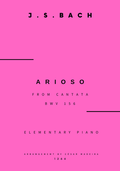 Arioso (BWV 156) - Very Easy Piano - W/Chords (Full Score) (arr. César Madeira)
