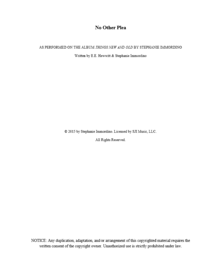 No Other Plea, for Voice and Piano (feat. Stephanie Immordino) (arr. SJI Music, LLC)