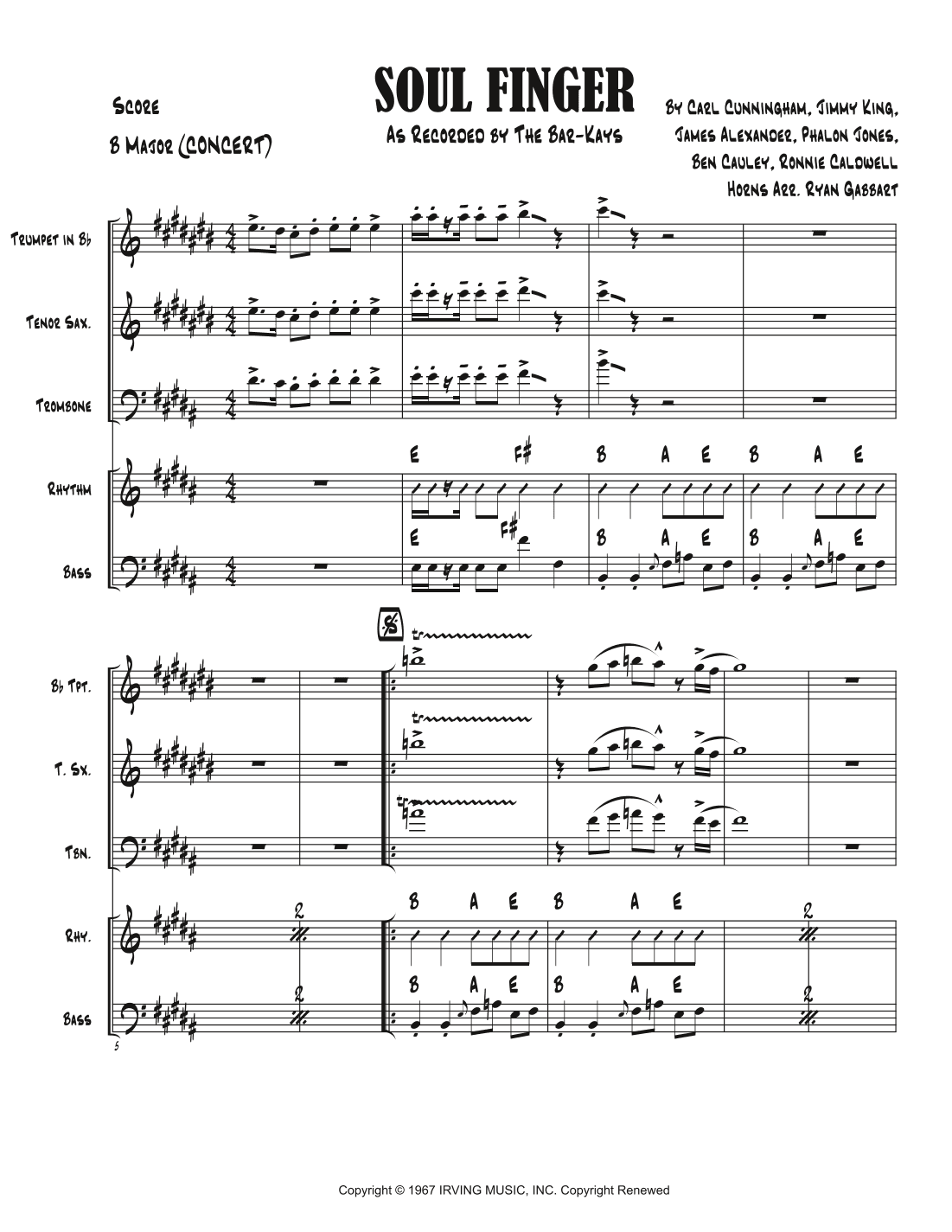Soul Finger (arr. Ryan Gabbart)