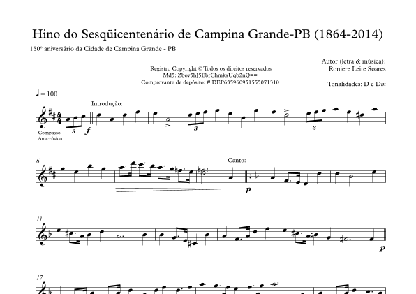 Hino do Sesquicentenário de Campina Grande