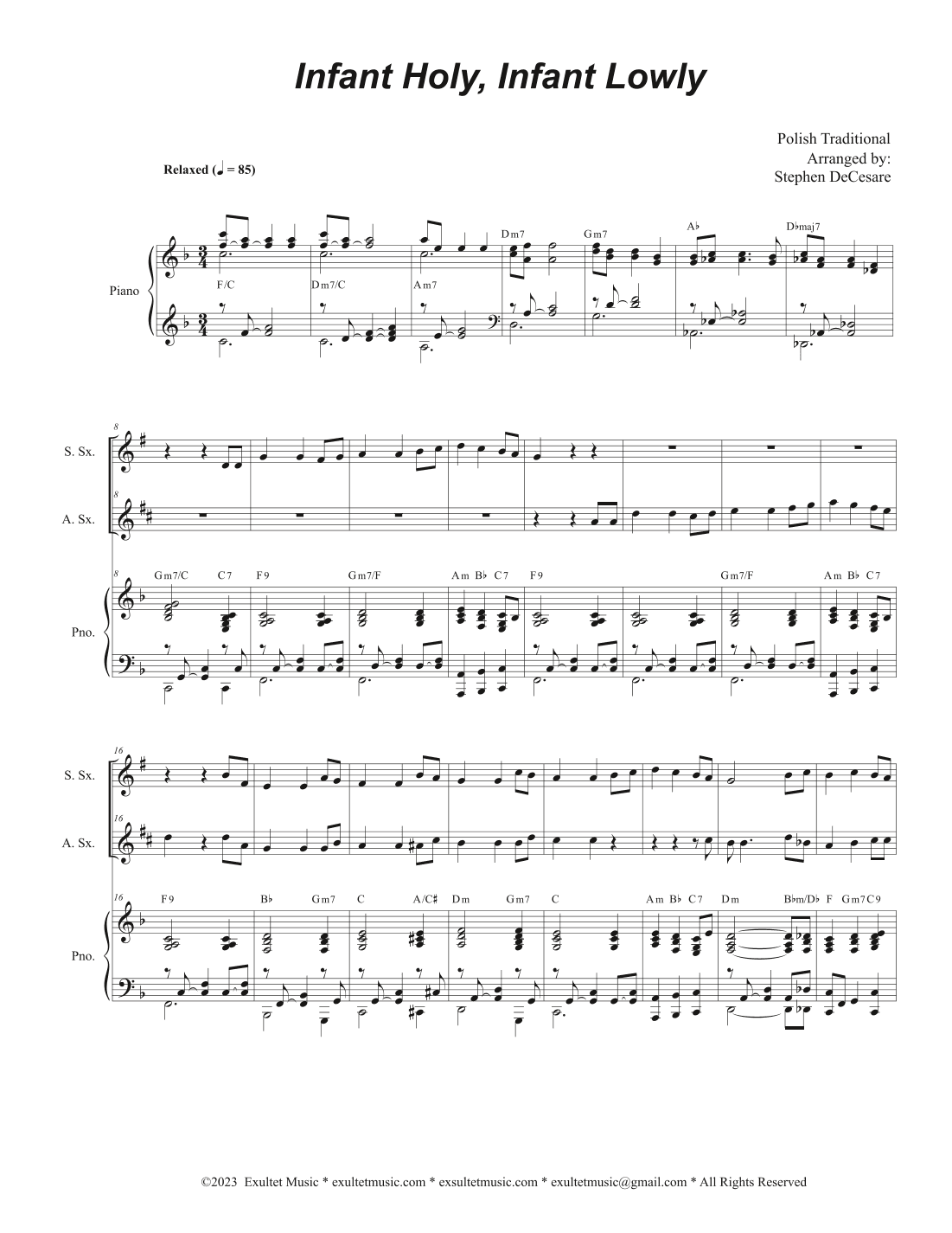 Infant Holy, Infant Lowly (Duet for Soprano and Alto Saxophone) (arr. Stephen DeCesare)