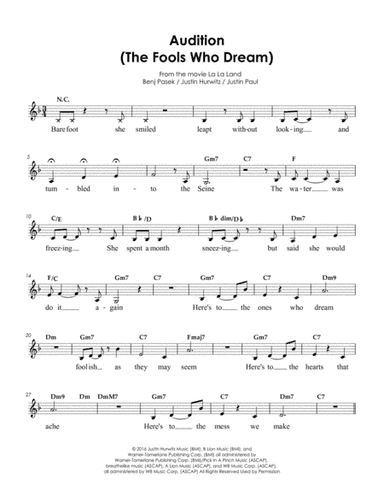 Audition (the Fools Who Dream) (arr. Charles Lee)