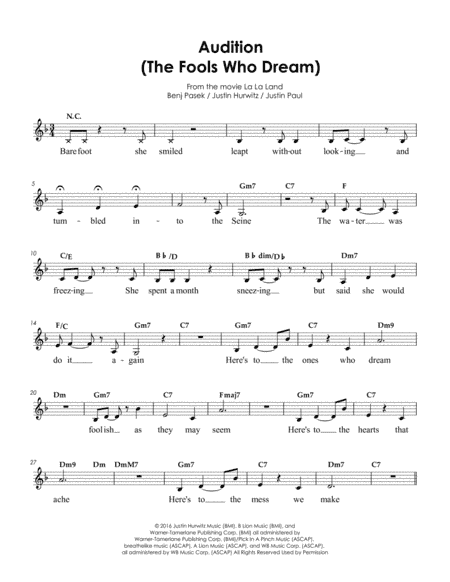 Audition (the Fools Who Dream) (arr. Charles Lee)