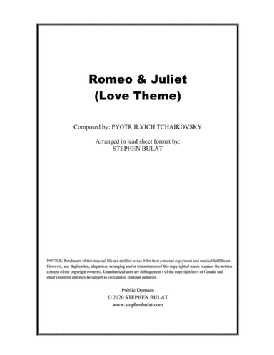 Romeo & Juliet - Love Theme (Tchaikovsky) - Lead sheet (key of B) (arr. Stephen Bulat)