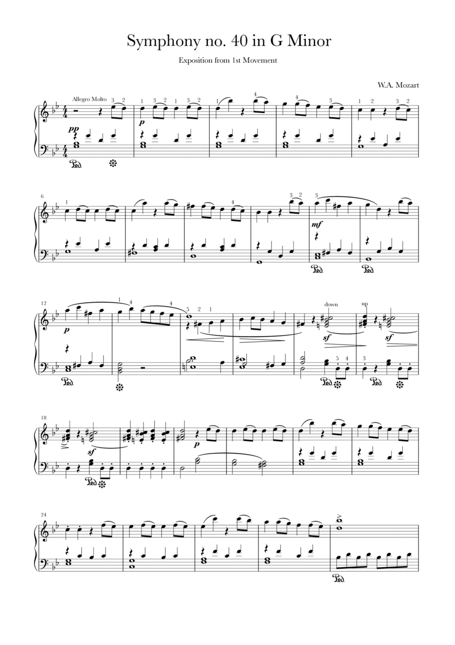 Symphony No. 40 in G Minor (Exposition from 1st Movement) (arr. Thomas Ling of Sibu)