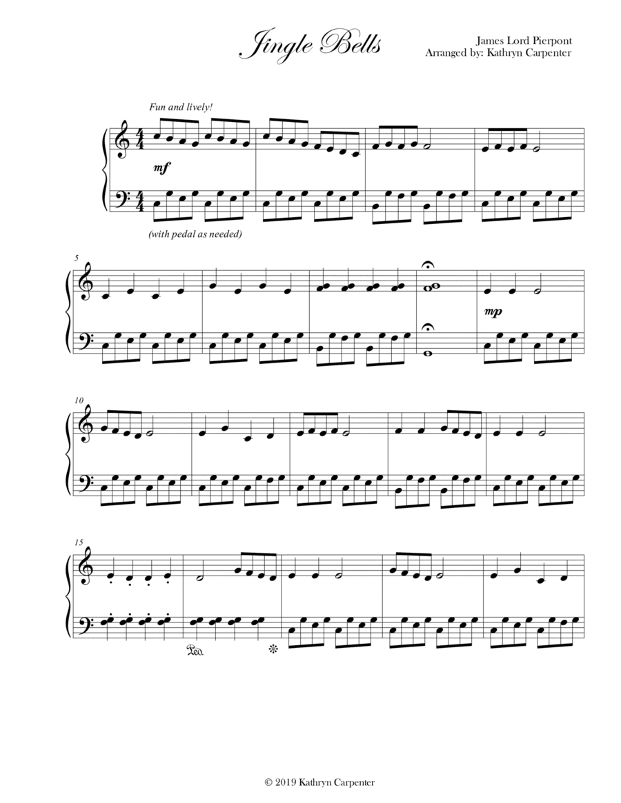 Jingle Bells (Piano, Level 2A) (arr. Kathryn Carpenter)