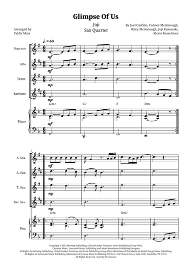 Glimpse Of Us (arr. Valdir Maia)