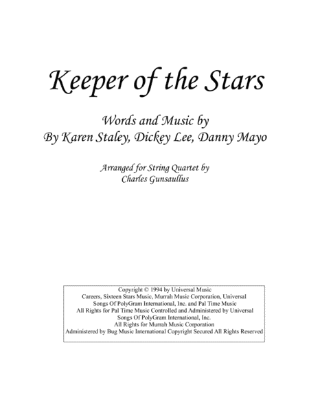 The Keeper Of The Stars (arr. Charles Gunsaullus)