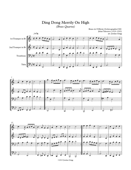 Ding Dong Merrily On High (Brass Quartet) (arr. Jordan Grigg)
