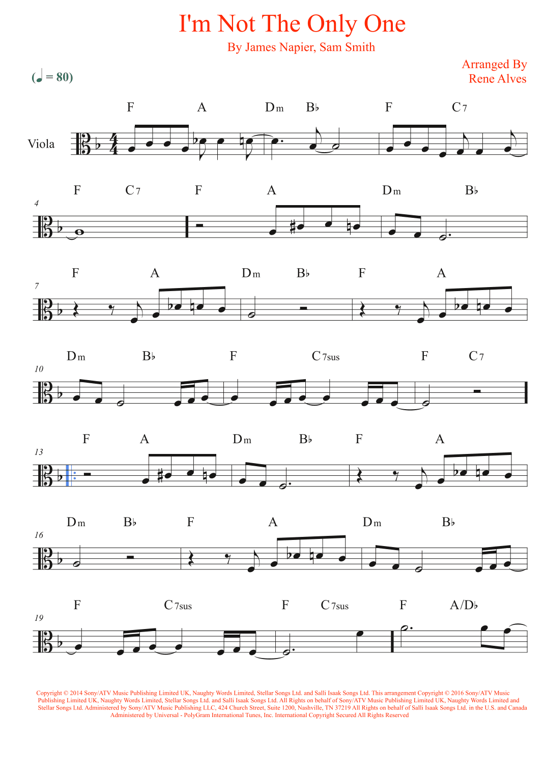 I'm Not The Only One (arr. Rene Alves)