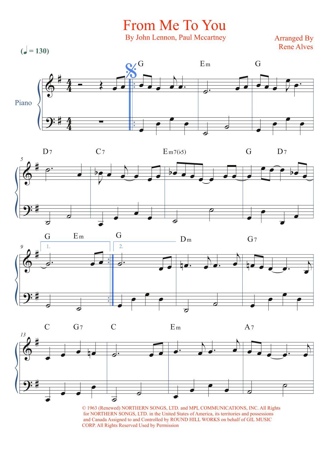 From Me To You (arr. Rene Alves)