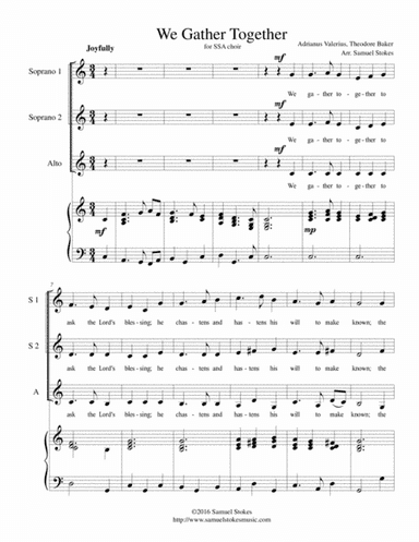 We Gather Together (The Thanksgiving Hymn) - for SSA choir with piano accompaniment (arr. Samuel Stokes)