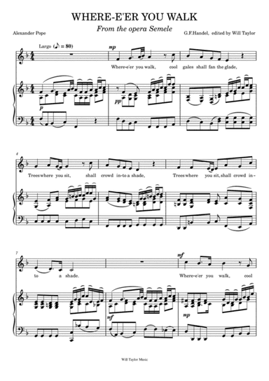 WHERE E'ER YOU WALK (low voice) (arr. Will Taylor)